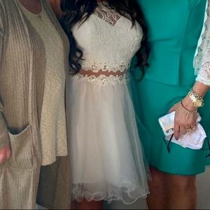 Fiesta Fashion Boutique Short Formal White Lace/Mesh/Bling Dress